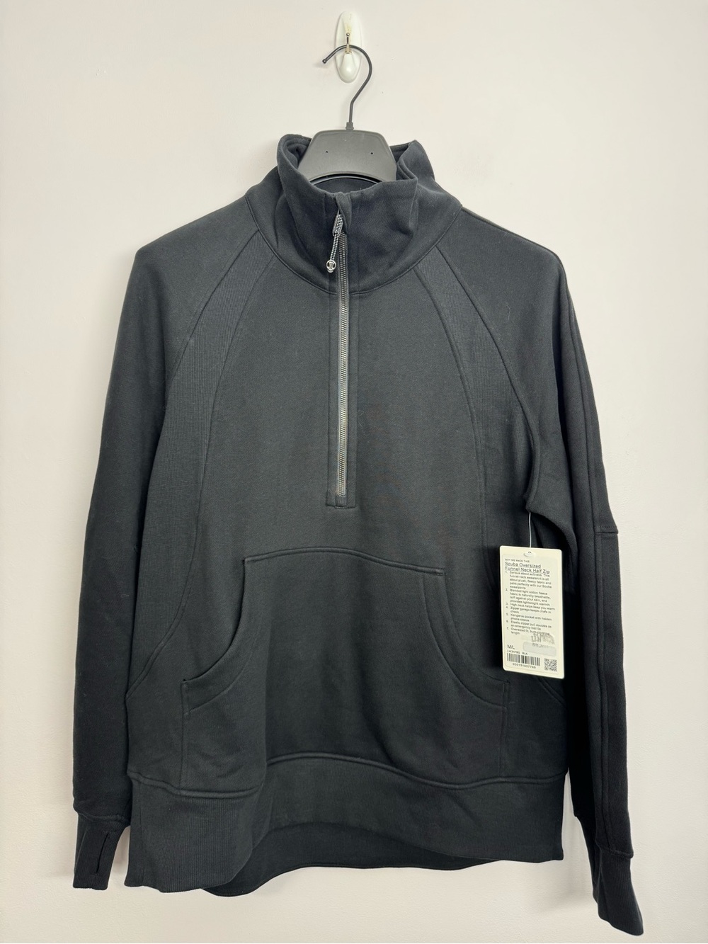 120: Lululemon Scuba Oversized Funnel-Neck Half Zip *Long Black Size M/L NWT